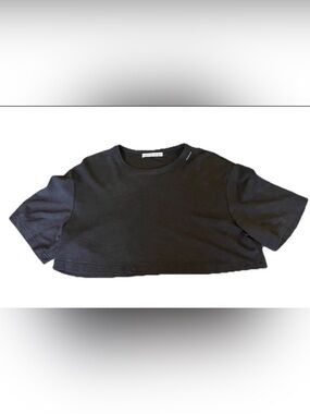 Alexander Wang T LUXURIOUS Crop top Black Crewneck boxy CUPRO blend SILKY